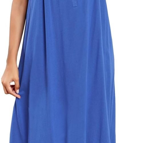 Women's Nightgown Sleeveless Sleepwear Wide Strap Sleep Shirt Pleated Scoopneck Nightshirt