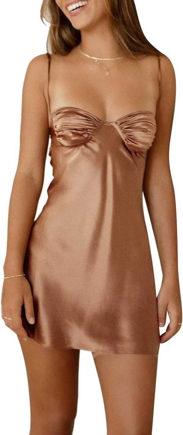 Women Graduation Dress Spaghetti Straps Sleeveless Short Dresses Y2k Low Cut Bodycon Going Out A-Line Mini Dress