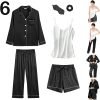 61oXIsxsqEL._AC_SL1500 6Pcs Womens Silk Satin Pajama Sets Pj Sets Long Pjs Set Pajamas Sleepwear Camisole Sexy Cami