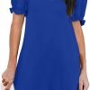 Women's Casual Dresses Puff Short Sleeve V-Neck Cocktail Dress with Pockets