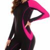Women Zip Rash Guard Long Sleeve One Piece Splice Swimsuit UPF 50+ Tummy Control Surfing Bathing Suits Boyshort Bottom