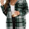 Trendy Queen Womens Flannel Shacket Jacket Casual Plaid Button Down Long Sleeve Shirt Fall Clothes Outfits