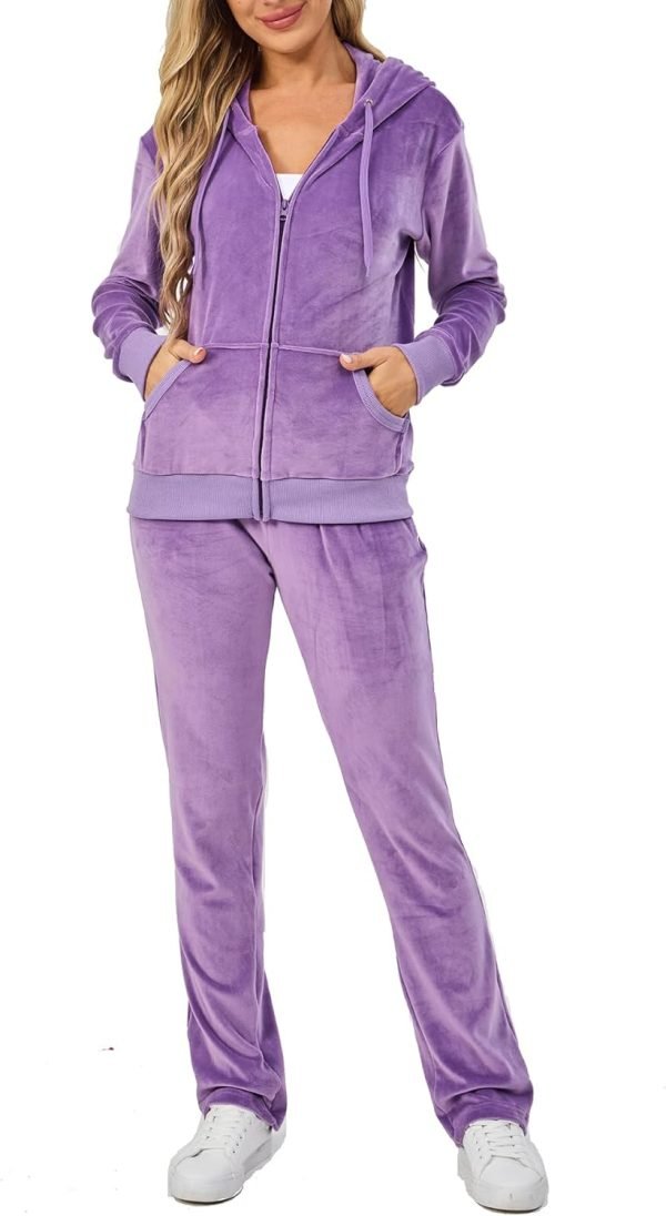 Velour Track Suits for Women Set Fall Sweatsuits 2 Piece
