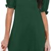 Women's Casual Dresses Puff Short Sleeve V-Neck Cocktail Dress with Pockets