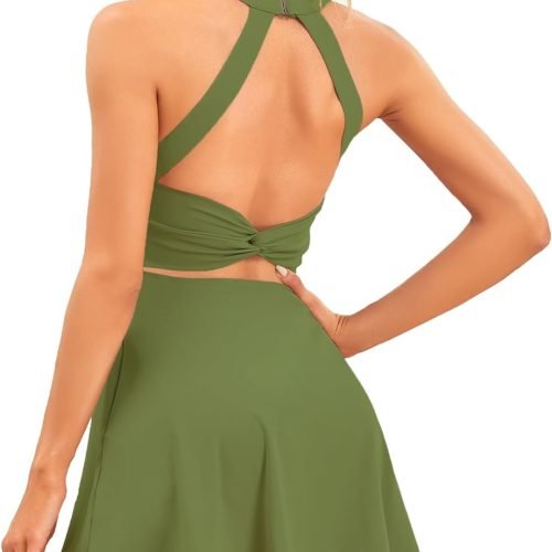 Womens Tennis Dress with Built in Shorts and Bra Workout Dress Golf Athletic Dress for Women