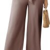 Womens Wide Leg Lounge Pants High Waisted Business Work Casual Pants Adjustable Tie Knot Loose Trousers with Pocket