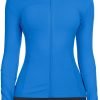 Workout Jackets for Women Full Zip Athletic Running Track Jacket with Pockets Slim Fit Yoga Jacket with Thumb Holes