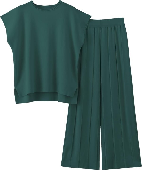 2 Piece Outfits for Women Sweater Sets Knit Vest Tops Elastic Waisted Pants