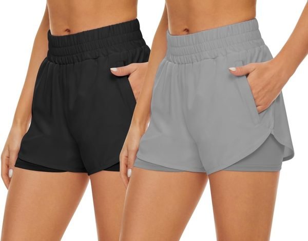 61vNatqv7XL._AC_SL1348 2 Pack Athletic Shorts for Women, Quick Dry Running Shorts with Pockets High Waisted Workout Gym Sports Shorts