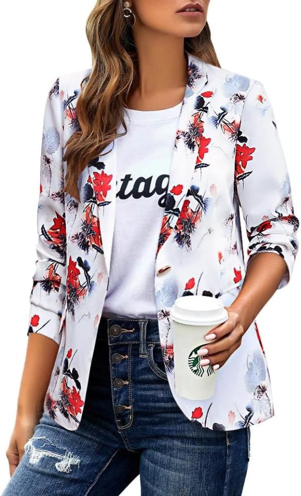 Womens Casual Blazers Long Sleeve Lapel Button Slim Work Office Blazer Jacket