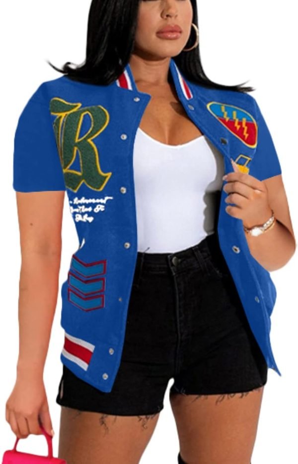 Button Down Shirts for Women Short Sleeve Cropped Varsity Jacket for Women Summer Tops for Women 2024 S-XXL