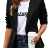 Womens Casual Blazers Long Sleeve Lapel Button Slim Work Office Blazer Jacket