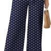 Womens Wide Leg Lounge Pants High Waisted Business Work Casual Pants Adjustable Tie Knot Loose Trousers with Pocket