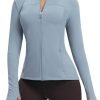 Workout Jackets for Women Full Zip Athletic Running Track Jacket with Pockets Slim Fit Yoga Jacket with Thumb Holes
