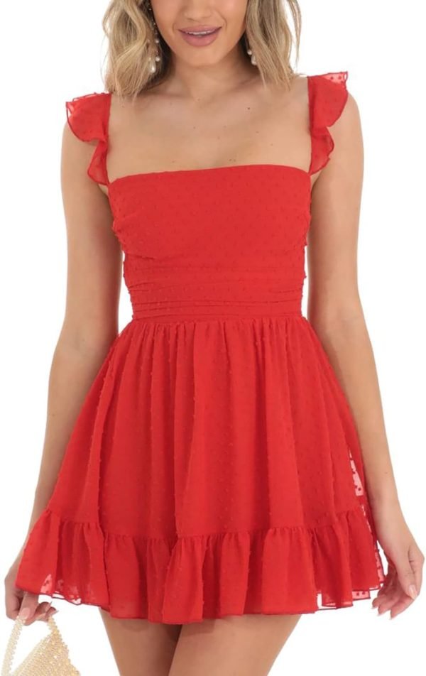 Women Graduation Dress Spaghetti Straps Sleeveless Short Dresses Y2k Low Cut Bodycon Going Out A-Line Mini Dress