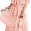 Women's Off The Shoulder Ruffles Summer Valentines Day Loose Casual Chiffon Long Party Beach Maxi Dress