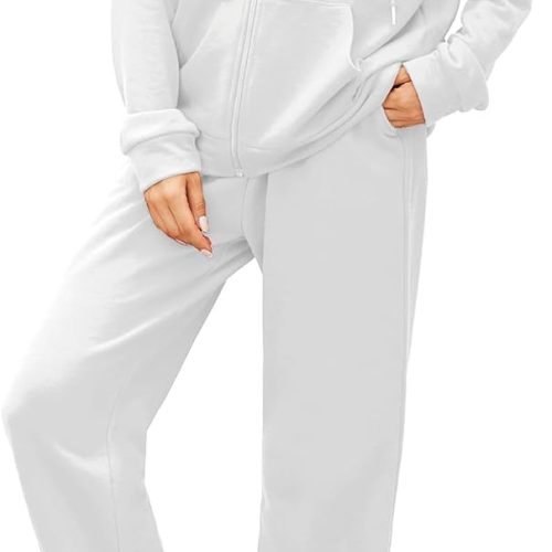 Women 2 Piece Outfits Tracksuit Casual Zip Up Hoodie Sweatsuits Jogging Long Pant Set
