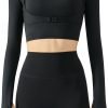 Women's Stretch Cutout Yoga Sports Jacket Long Sleeve Crop Top T Shirts with Thumb Holes