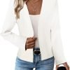 2024 Summer Cropped Collarless Blazer Lightweight Fully Lined Open Front Elegant Petite Work Office Jackets