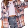Trendy Queen Womens Flannel Shacket Jacket Casual Plaid Button Down Long Sleeve Shirt Fall Clothes Outfits