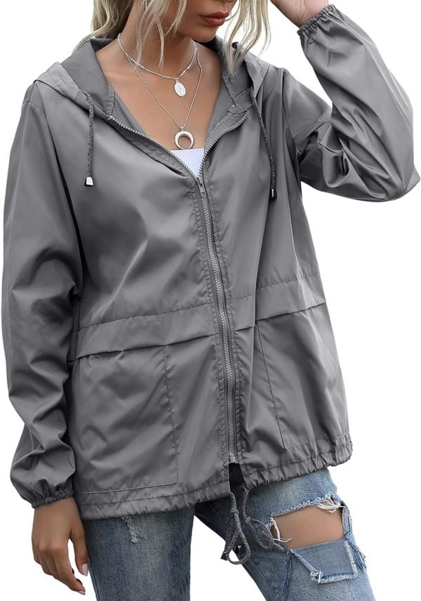 Women's Raincoats Lightweight Waterproof Windproof Adjustable Windbreaker Rain Jackets Hooded with Pockets S-XXL