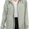 Women's Rain Jacket Lightweight Waterproof Rain Coat with Hooded Windproof Adjustable Windbreaker
