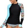 Women's Long Sleeves Rash Guard Athletic Swim Aztec Tankini Sets Swimsuit