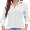 7153Yhhr74L._AC_SL1500 Womens Chiffon Blouses Button-Down Shirts Soft Tops Collared Casual Work Shirt XS-XXL