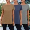 Womens 3 Pack T Shirts Basic Short Sleeve Tees Crewneck Fashion Tops Loose Fit Lightweight Casual Summer Clothes 2024
