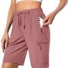 Women's Lightweight Hiking Cargo Shorts Quick Dry Athletic Shorts for Camping Travel Golf with Zipper Pockets Water Resistant