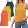 High Neck Tank Top for Women Camisole Trendy Sleeveless Shirts Loose Fit Cami Tanks 3 Pack