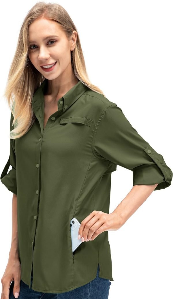 Women's Quick Dry Sun UV Protection Convertible Long Sleeve Shirts for Hiking Camping Fishing Sailing