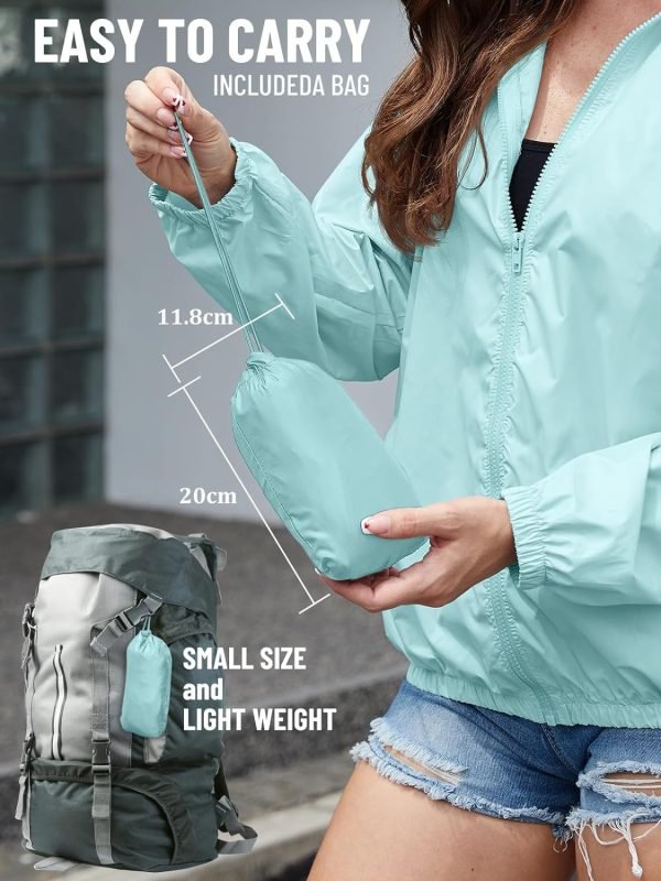 Rain Jacket Women Lightweight Waterproof Windbreaker Jacket Hooded Packable Rain Coats for Women Outdoor Raincoat