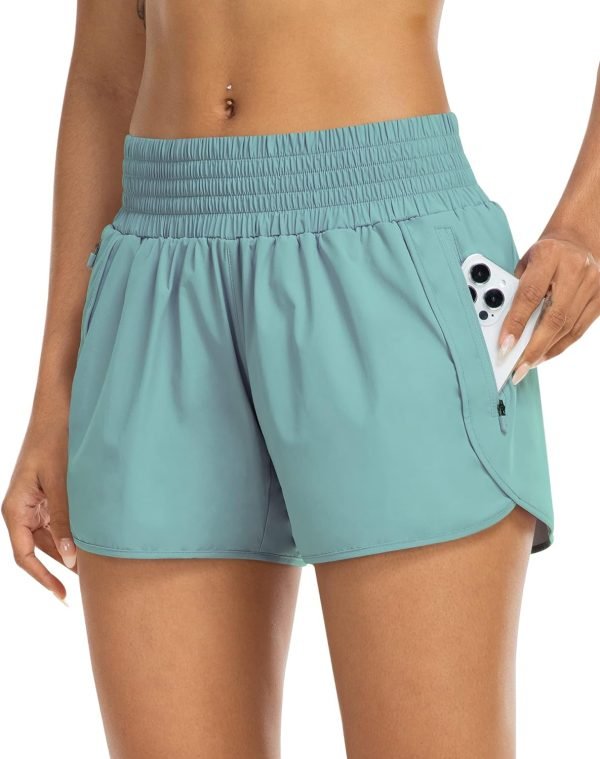 719S5-NJ8HL._AC_SL1500 Athletic Shorts for Women with Pockets High Waist Running Workout Shorts Gym Yoga White Summer Shorts