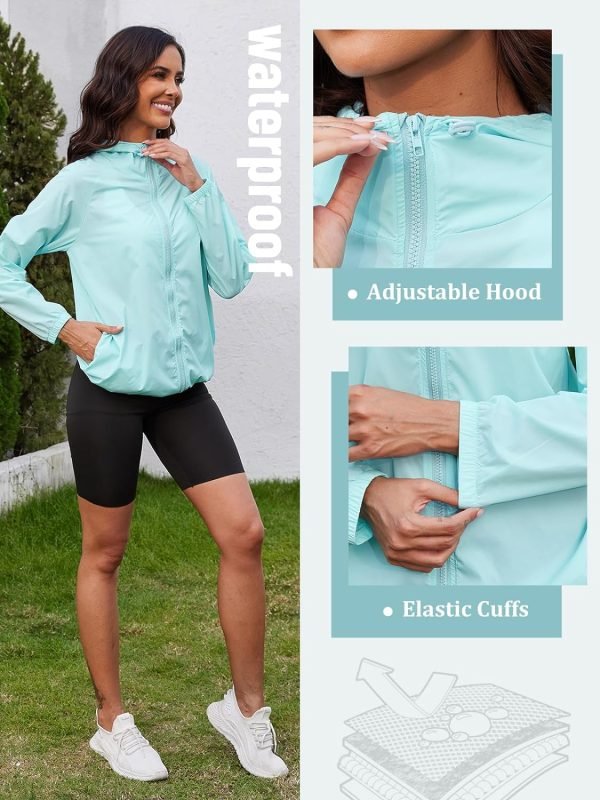 Rain Jacket Women Lightweight Waterproof Windbreaker Jacket Hooded Packable Rain Coats for Women Outdoor Raincoat