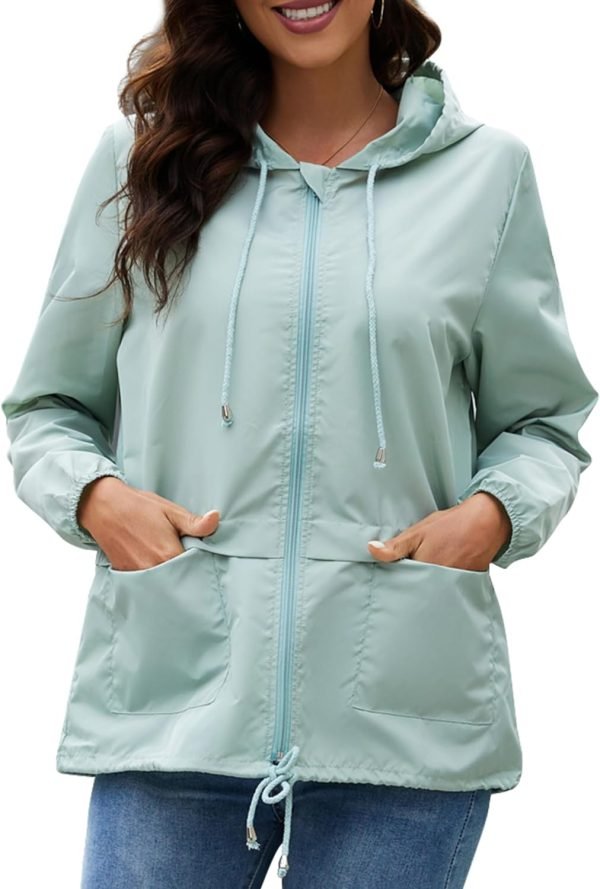 Women's Raincoats Windbreaker Rain Jacket Waterproof Lightweight Outdoor Hooded Trench Coats S-XXL