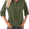 Women's Quick Dry Sun UV Protection Convertible Long Sleeve Shirts for Hiking Camping Fishing Sailing