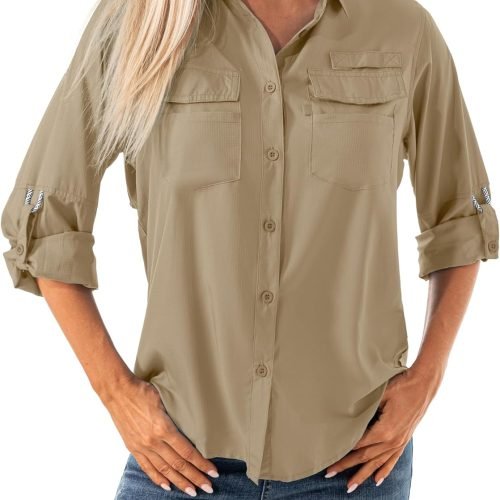 Women's Quick Dry Sun UV Protection Convertible Long Sleeve Shirts for Hiking Camping Fishing Sailing