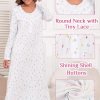 Long Cotton Nightgown Women's Long Sleeve Sleepwear Full Length Night Dress Soft Comfy Loungewear