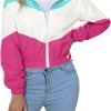 71FvHU4DKuL._AC_SL1500 Women’s Lightweight Windbreaker Sport Jacket Zip Up Color Block Coat Casual Long Sleeve Jogging Outerwear