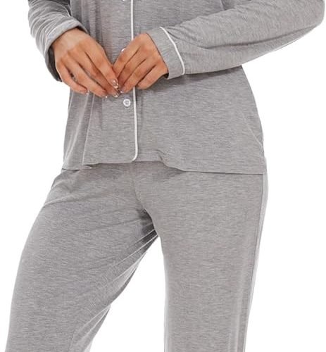 Button Up Pajamas for Women Long Sleeve Sleepwear Soft Loungewear Ladies Pjs Set XS-XXL