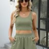 Trendy Queen Two Piece Summer Outfits Women Shorts Sets 2 Piece Sleeveless Matching Lounge Crop Top and High Waisted Shorts