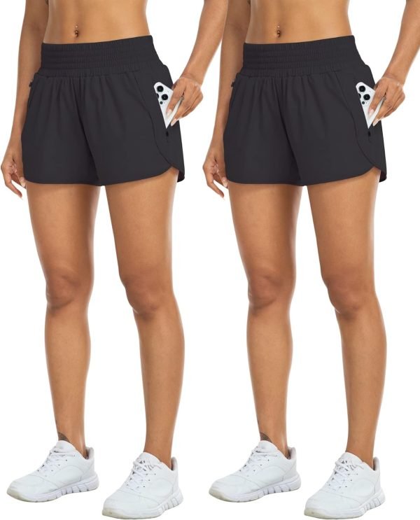 71J0ucvL1sL._AC_SL1500 Athletic Shorts for Women with Pockets High Waist Running Workout Shorts Gym Yoga White Summer Shorts
