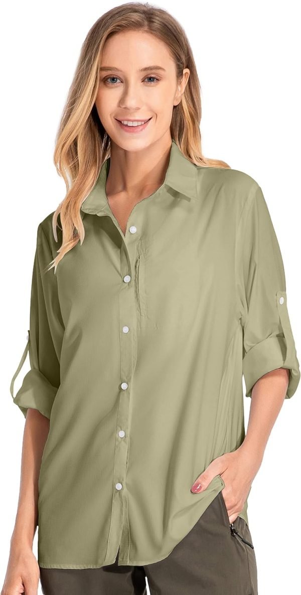 Women's UPF 50 Long Sleeve Sun Protection Shirts Quick Dry Outdoor Fishing Hiking Travel Shirt