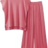 2 Piece Outfits for Women Sweater Sets Knit Vest Tops Elastic Waisted Pants