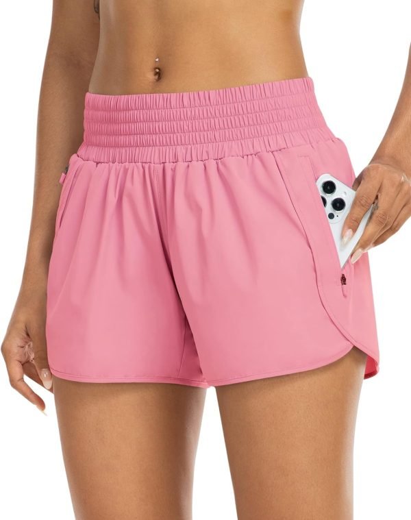 71NYwEAAq8L._AC_SL1500 Athletic Shorts for Women with Pockets High Waist Running Workout Shorts Gym Yoga White Summer Shorts