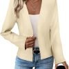 2024 Summer Cropped Collarless Blazer Lightweight Fully Lined Open Front Elegant Petite Work Office Jackets