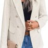 Womens Casual Blazer 2024 Spring Open Front Business Work Tweed Plaid Jacket Suit Pocket (S-XXL)