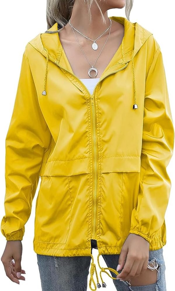 71OWhBdq2OL._AC_SL1500 Women's Waterproof Raincoat Lightweight Rain Jacket Hooded Windbreaker with Pockets for Outdoor