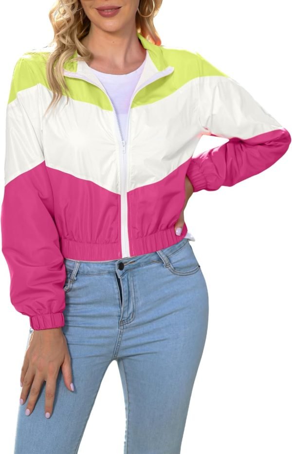 71Pn6sjws7L._AC_SL1500 Women’s Lightweight Windbreaker Sport Jacket Zip Up Color Block Coat Casual Long Sleeve Jogging Outerwear